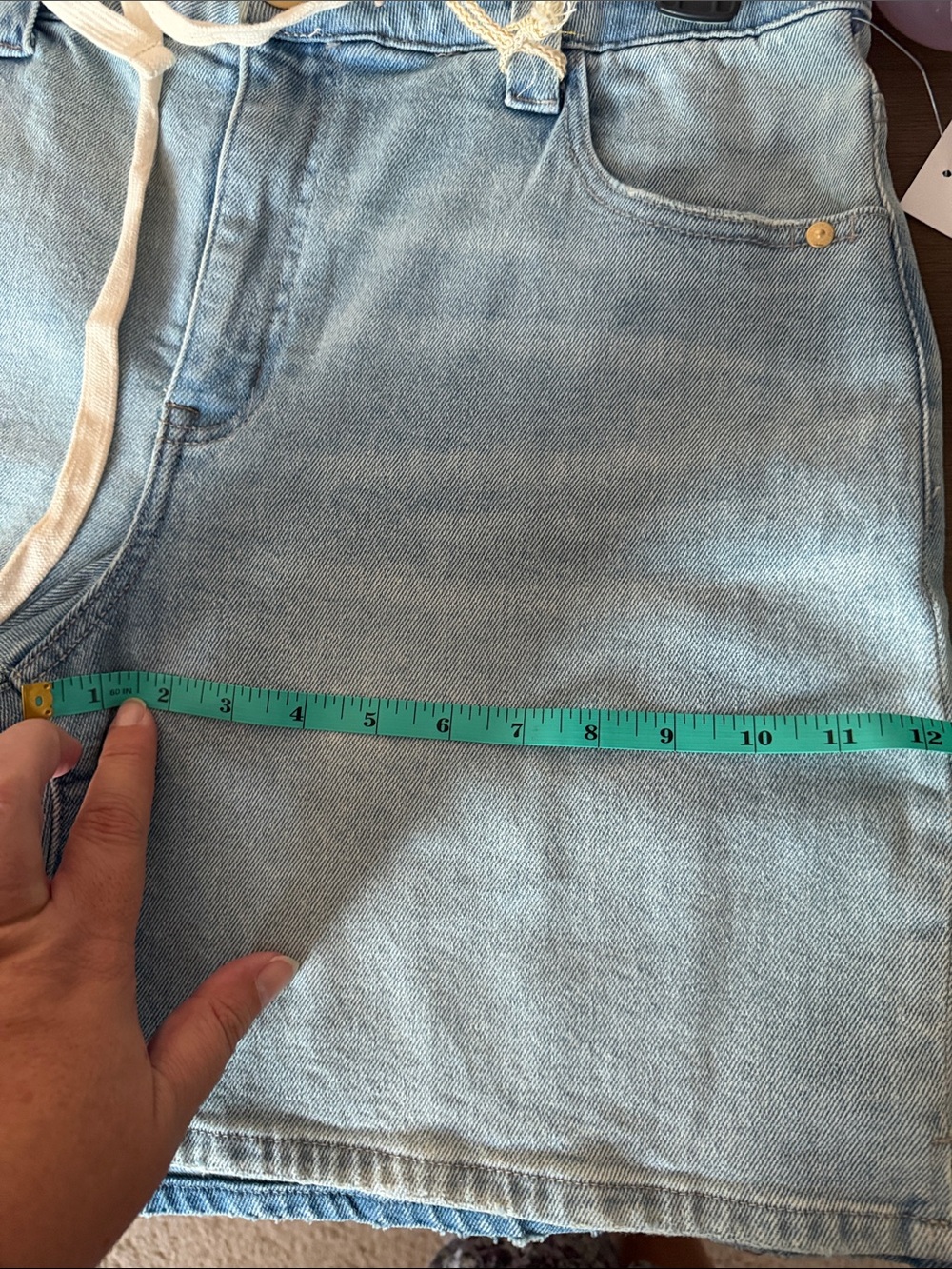 Democracy Light Blue Denim Women's Drawstring tie Shorts - Picture 13 of 13